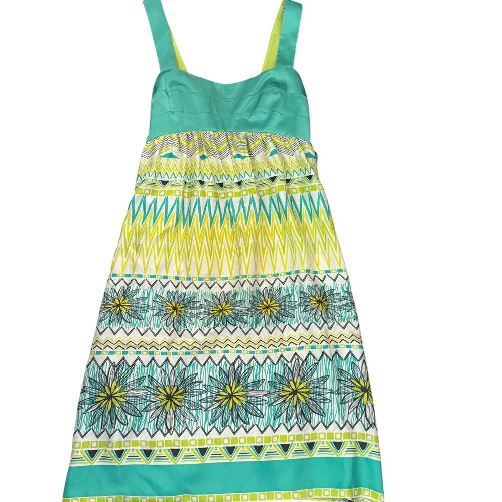 Vintage Silk Donna Morgan Womens Size 6 Geometric Floral Print Midi Dress‎
